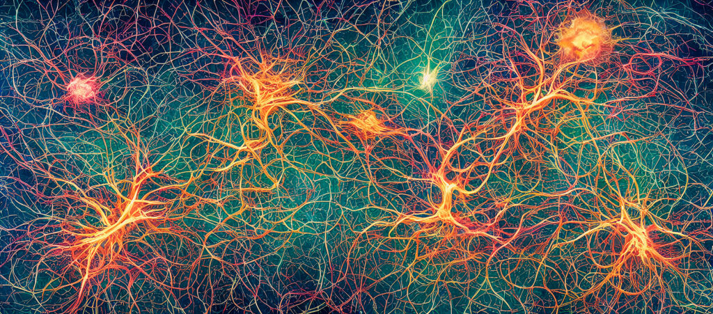 Colorful neurons repreenting the retraining of the brain that takes place during Neurofeedback Training for Trauma in Washington, DC.
