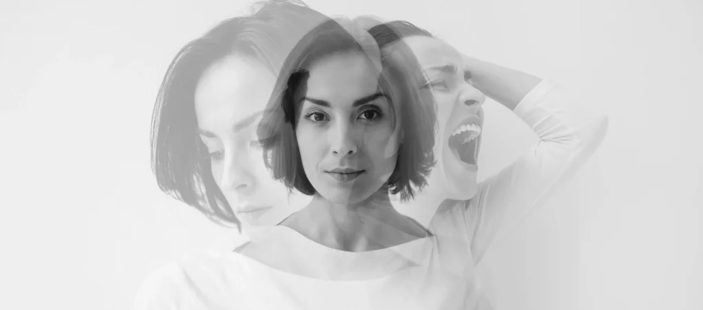 A woman struggling showing 3 different modes and faces. Learn more about Rejection Sensitive Dysphoria.